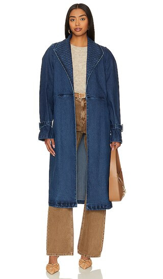 Cara Trench in Medium Wash Indigo | Revolve Clothing (Global)