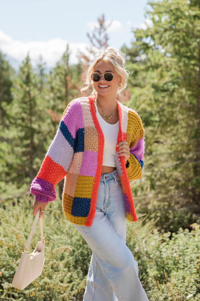 Still Deciding Multi Color Block Cardigan | Pink Lily