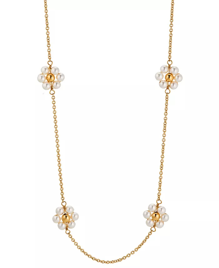 AJOA by Nadri 18k Gold-Plated Imitation Pearl Flower Collar Necklace, 15' + 3 | Macy's