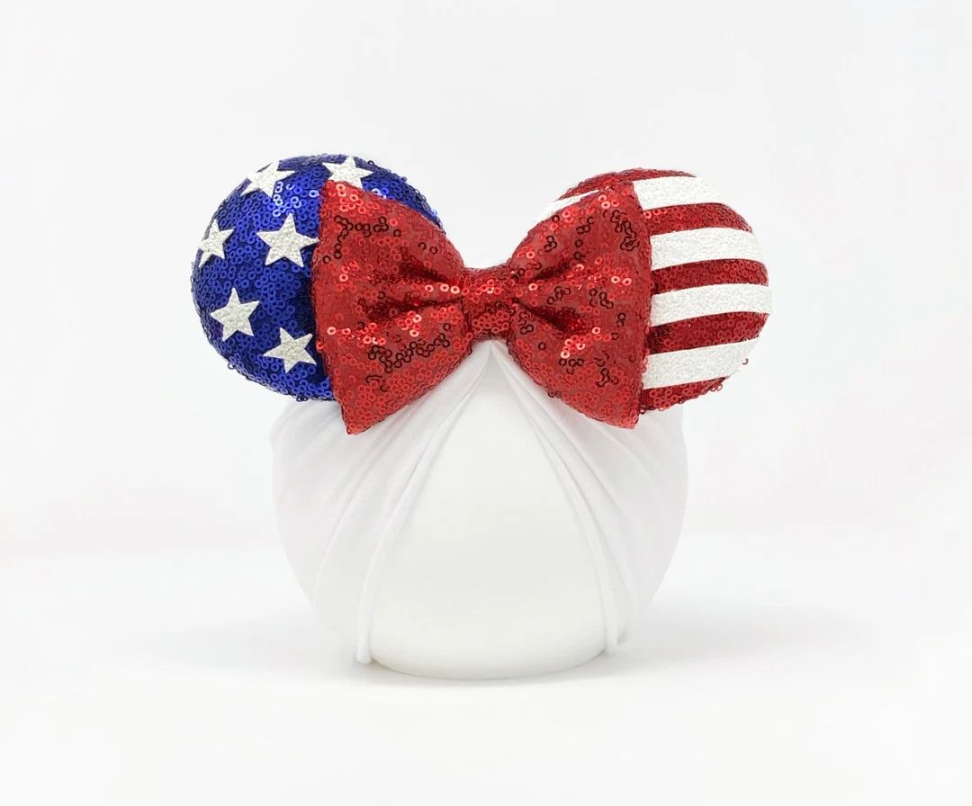Americana || Minnie Ears Headwrap || USA Minnie Ears || Minnie ears turban | Etsy (US)