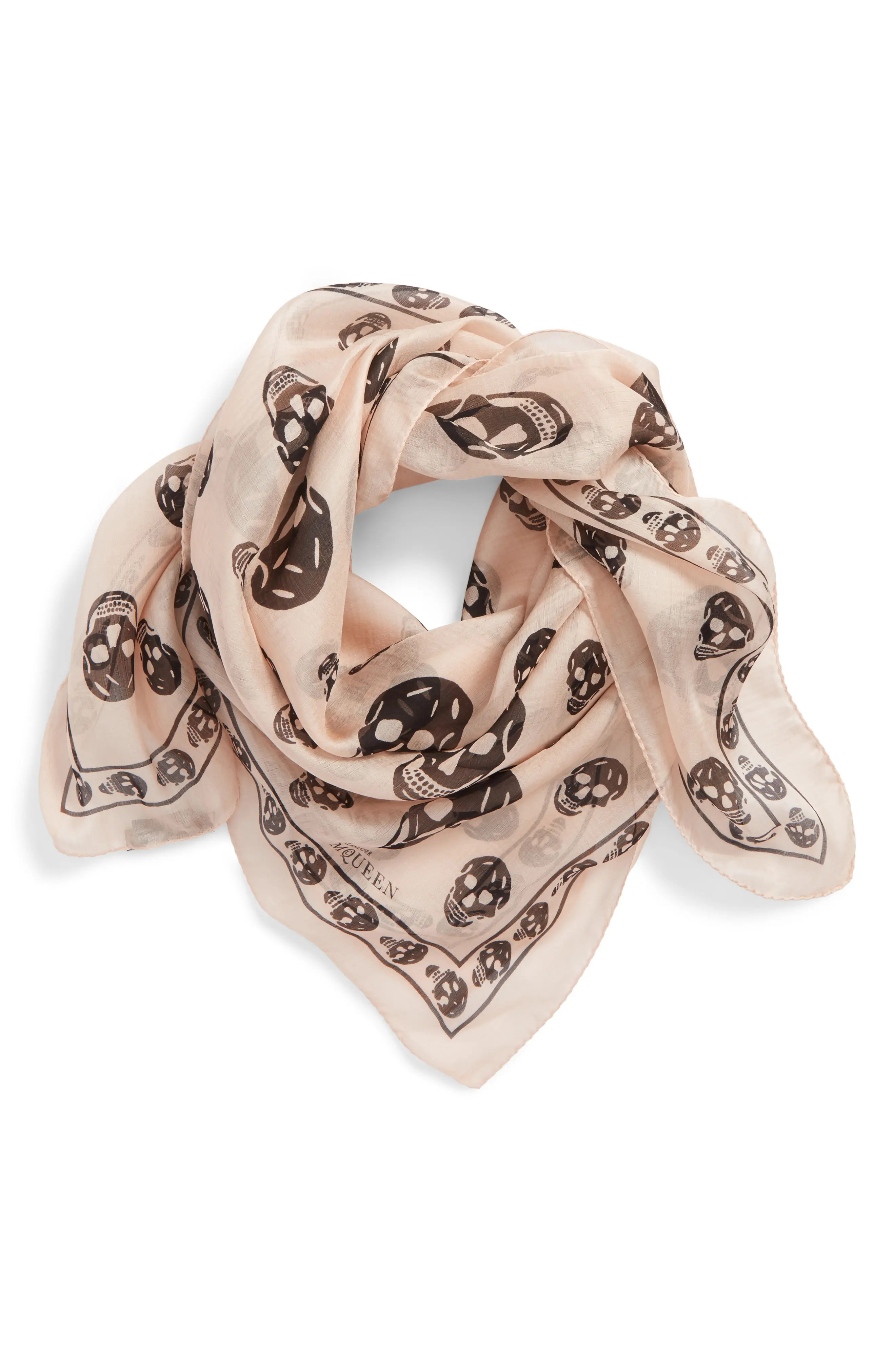 Women's Alexander Mcqueen Skull Foulard Silk Scarf, Size One Size - Pink | Nordstrom