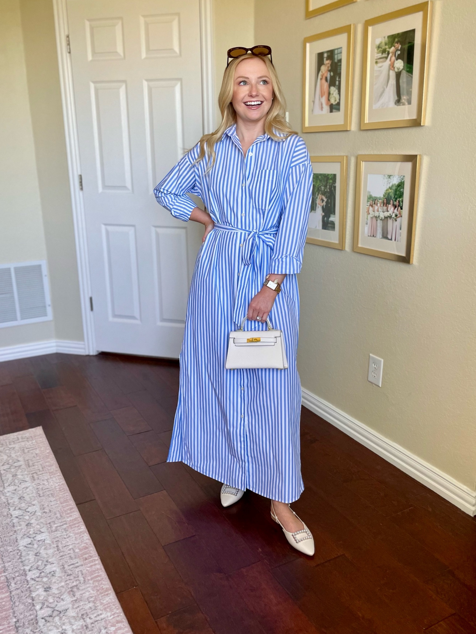 Wearing an XS regular, I’m 5’2” for reference! | blue and white dress, maxi dress, coastal style, coastal grandmother, spring dress, summer dress 

#LTKsalealert #LTKSeasonal #LTKstyletip