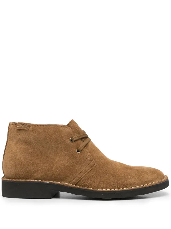 Polo Ralph Lauren logo-patch Suede Ankle Boots | Brown | FARFETCH ID | Farfetch Global