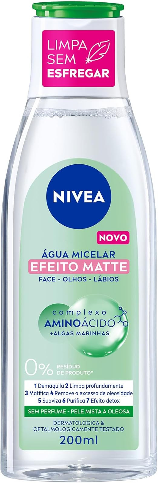 NIVEA Água Micelar Solução de Limpeza 7 em 1 Efeito Matte 200ml, Demaquila, Limpa Profundament... | Amazon (BR)
