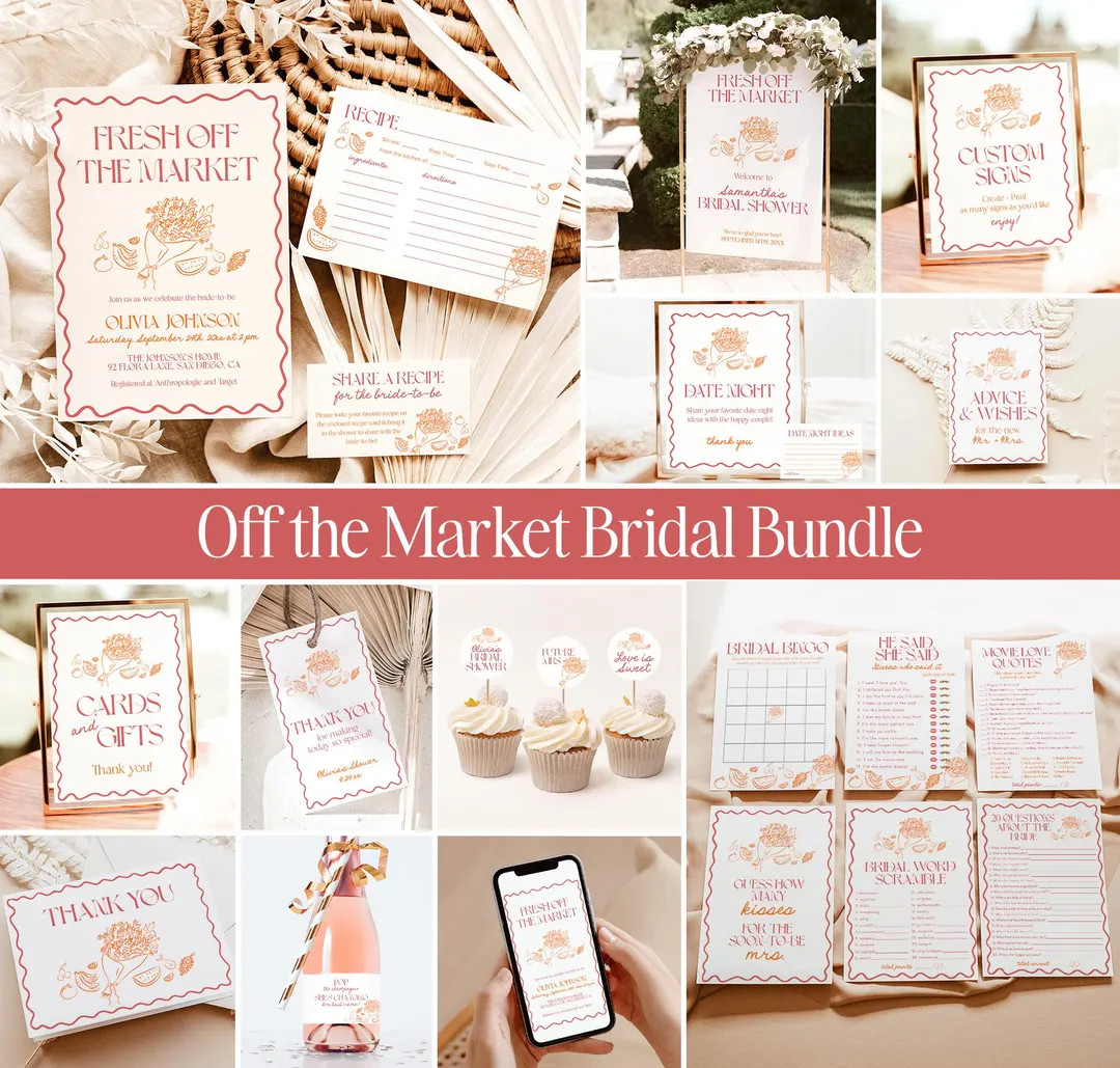 Off the Market Bridal Shower Invite Bundle, Farmer's Market Bridal Shower, Fresh off the Market B... | Etsy (US)