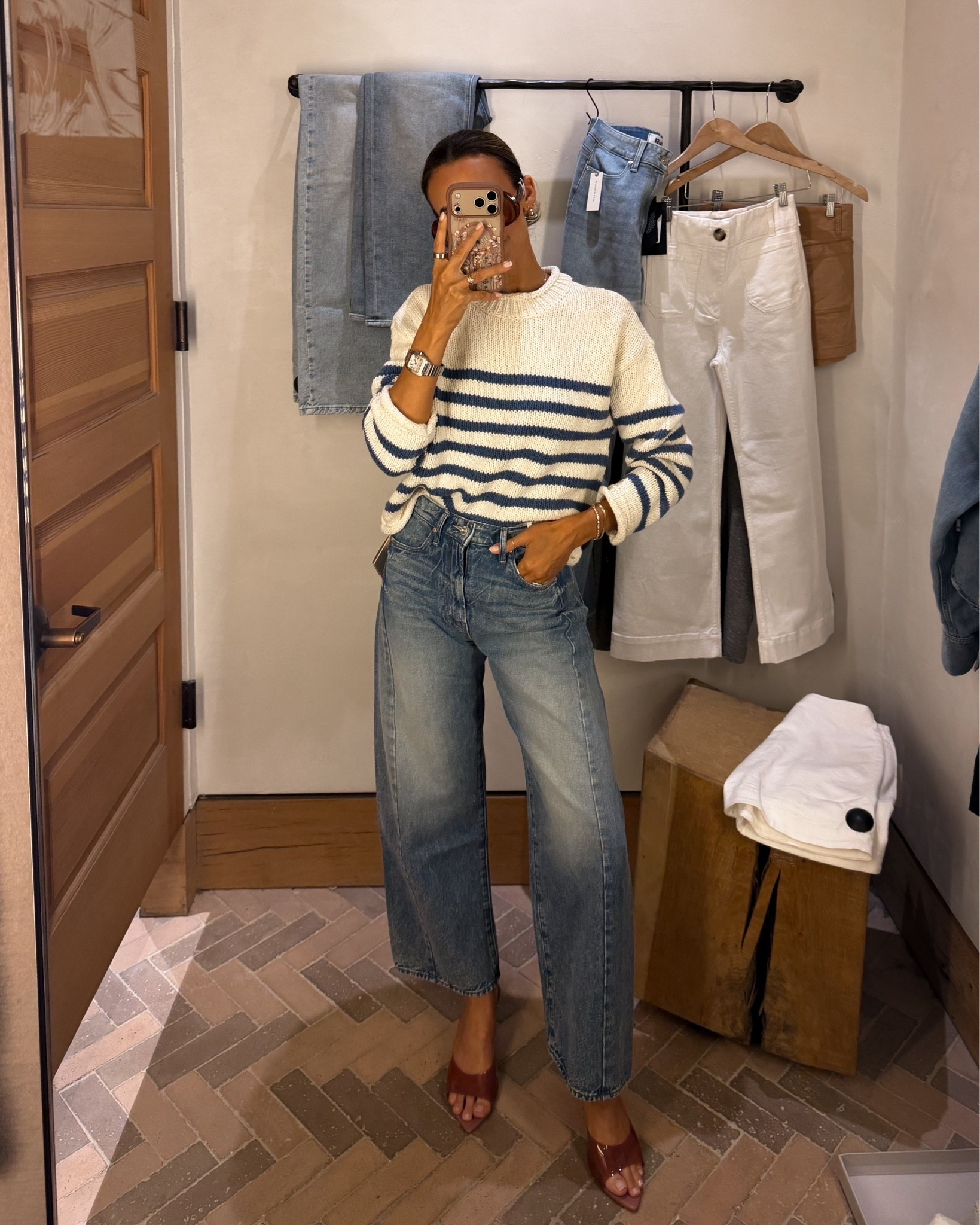 Anthro new purchases! Code KARINA20 for 20% off when you spend $100+ 
Stripped knit xs 
The new mother jeans in my favorite cut comes in a new wash! 25
Theee heels are so fun for summer, I snagged the blue ones but think I need the pink. Size down .5 size

#LTKSaleAlert #LTKootd #LTKSeasonal