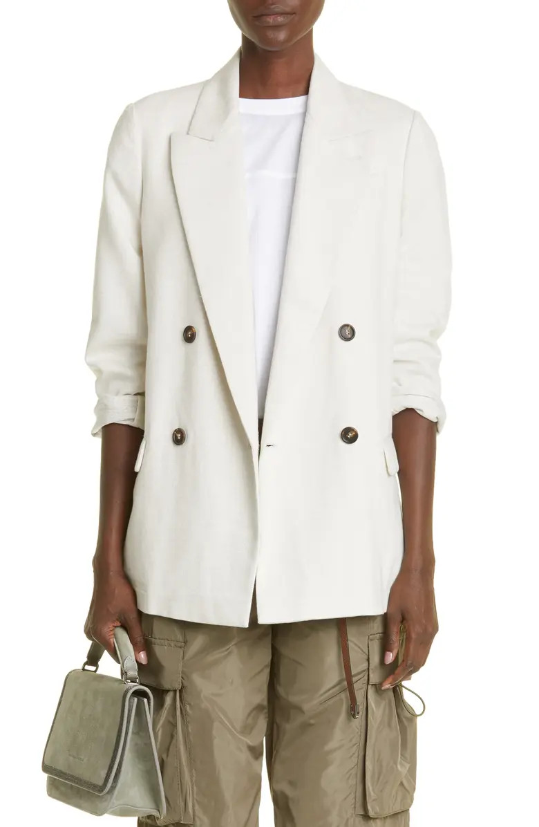 Brunello Cucinelli Metallic Double Breasted Blazer | Nordstrom | Nordstrom