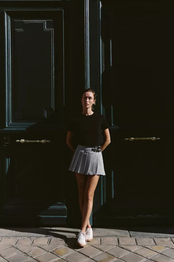 PLAID BOX PLEAT SKORT | Zara US