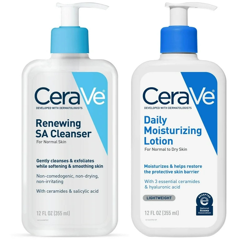 CeraVe Renewing SA Cleanser + Daily Moisturizing Lotion Bundle, 12 oz | Walmart (US)