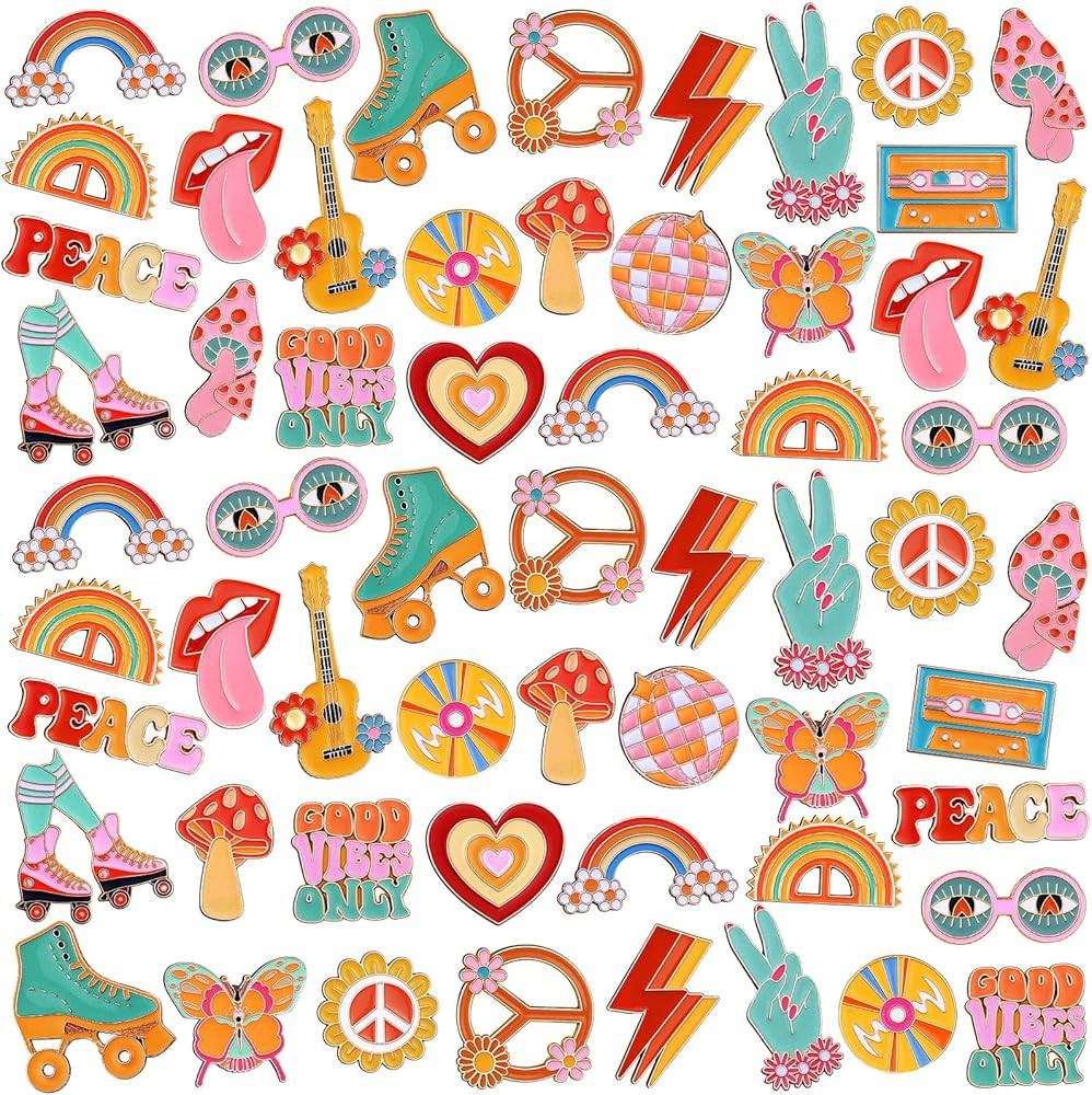 Hoteam 60 Pcs Summer Enamel Pins Bulk Hippie Preppy Label Pin Beach Hawaiian Tropical Brooch for ... | Amazon (US)