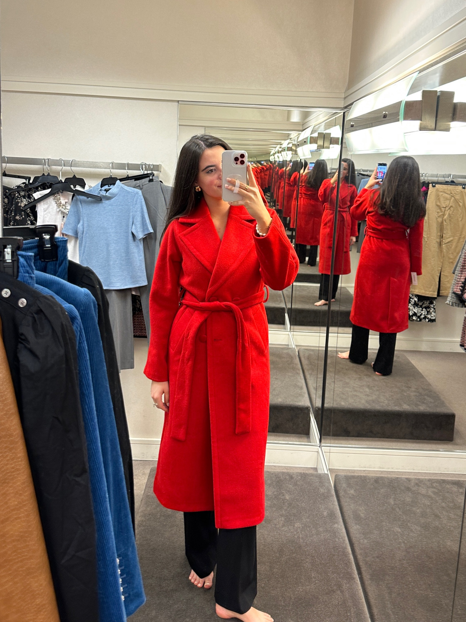 Red double breasted coat! Such a statement piece and great for this winter 