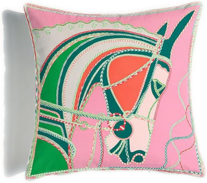 18x18'' Inches Throw Pillow Cushion Cover - Pink Horse Pattern Both-side Printing Couch Sofa Pill... | Amazon (US)