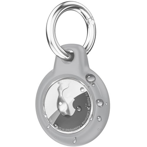 Upgrade Waterproof Airtag Holder Air Tag Case with Keychain, Hard PC+TPU Shockproof and Scratch-Resistant Airtags Case for Apple Air Tags, Airtag Accessories for GPS Item Finder Tracker, Grey | Amazon (US)