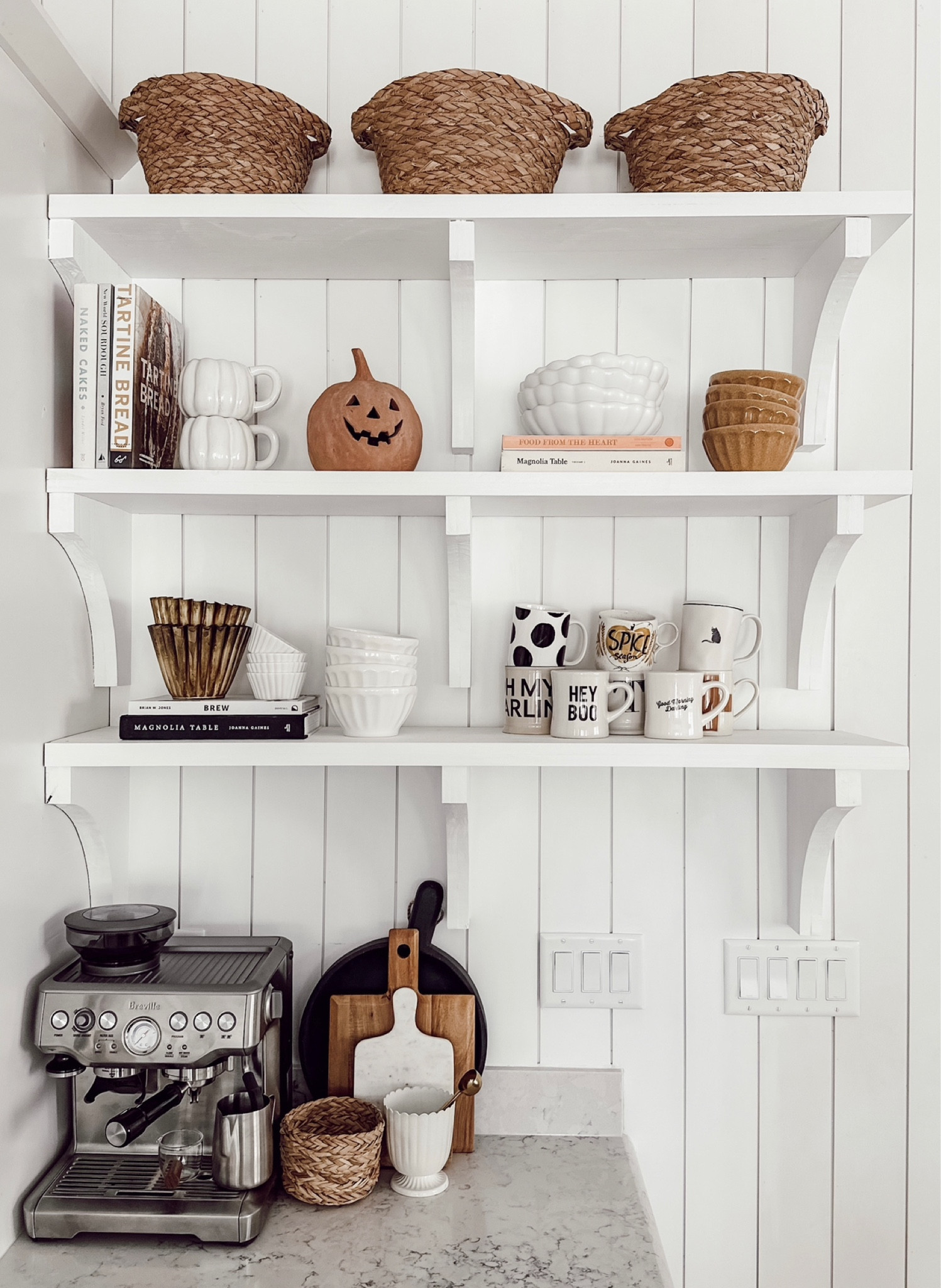 Fall shelf styling 🎃🍂 #pumpkin #fallhome #potterybarn #shelfie #coffe #books #espresso 

#LTKhome #LTKSeasonal #LTKHalloween