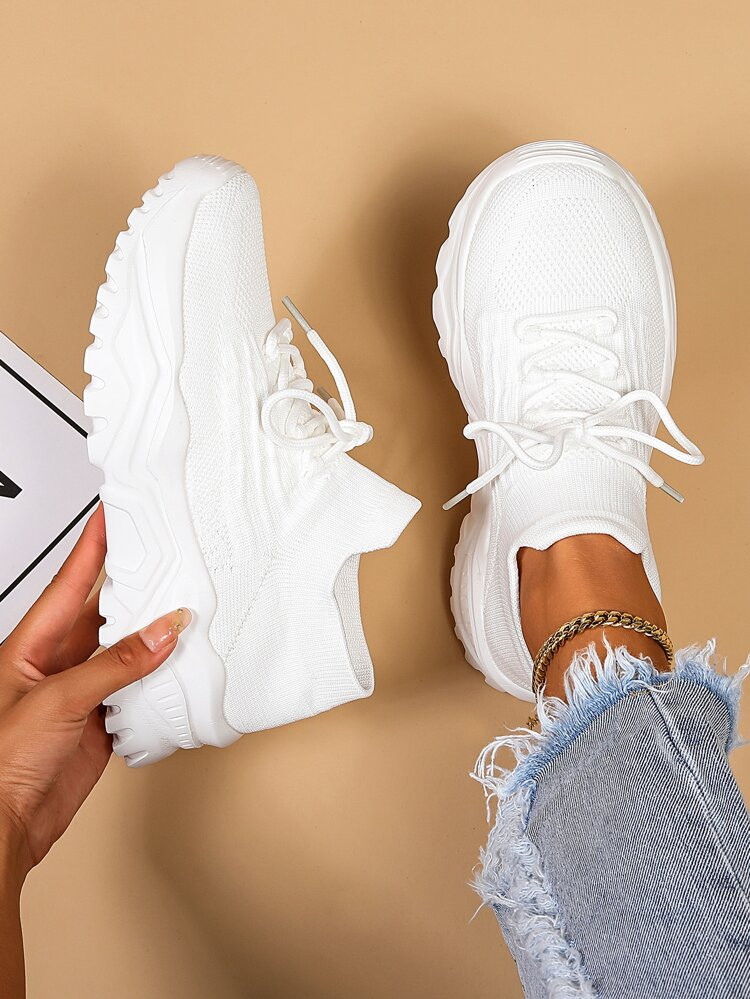 Women's Casual Breathable Minimalist Lace-up Front Chunky Sneakers | SHEIN