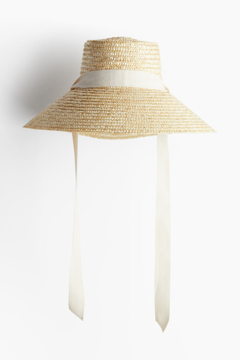 Strap-detail Straw Hat - Beige - Ladies | H&M US | H&M (US + CA)