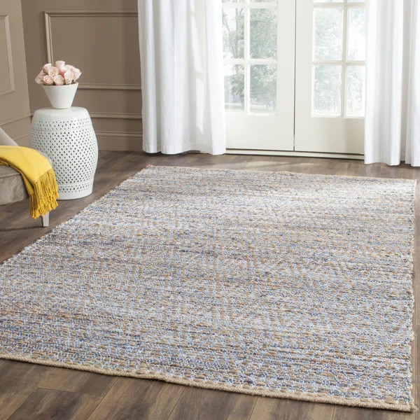 Arria Handmade Flatweave Jute Natural/Blue Area Rug | Wayfair North America