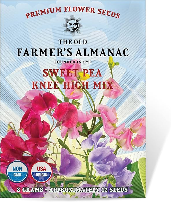The Old Farmer's Almanac Sweet Pea Seeds (Knee High Mix) - Approx 10 Flower Seeds - Premium Non-G... | Amazon (US)