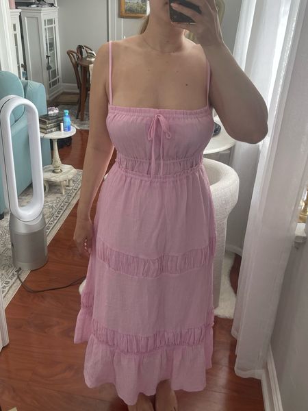 Love this free people lookalike! Not cotton like the FP but still lightweight. Has pockets. Similar cut to the FP except the top isn't adjustable, it's just elastic with a bow. Straps are adjustable, multiple colors, overall comfy and to me this is worth saving the money. Multiple colors, I am in a medium'  

#LTKfindsunder50 #LTKSeasonal #LTKstyletip