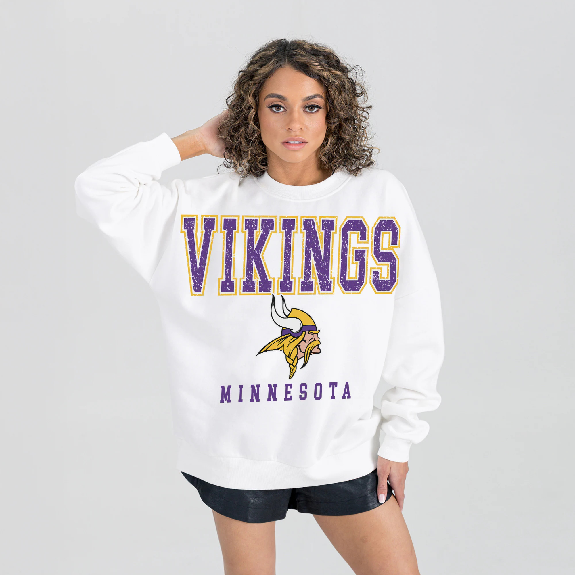 Minnesota Vikings Gameday Couture Women's  Sunday Drives Oversized Crewneck Pullover Sweatshirt ... | Fanatics