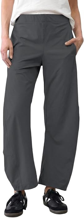 LOMON Women's Barrel Pants, Wide Leg Loose Fit Ankle Pant with Side Pockets | Amazon (US)