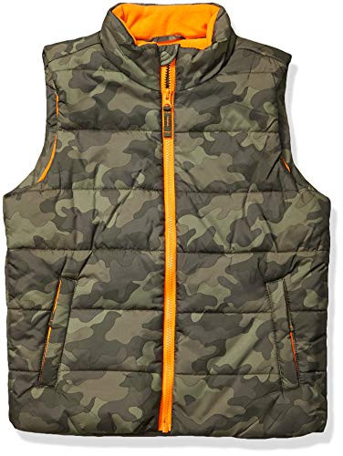 Amazon Essentials Boys' Heavyweight Puffer Vest, Military Green Camouflage, Small | Amazon (US)