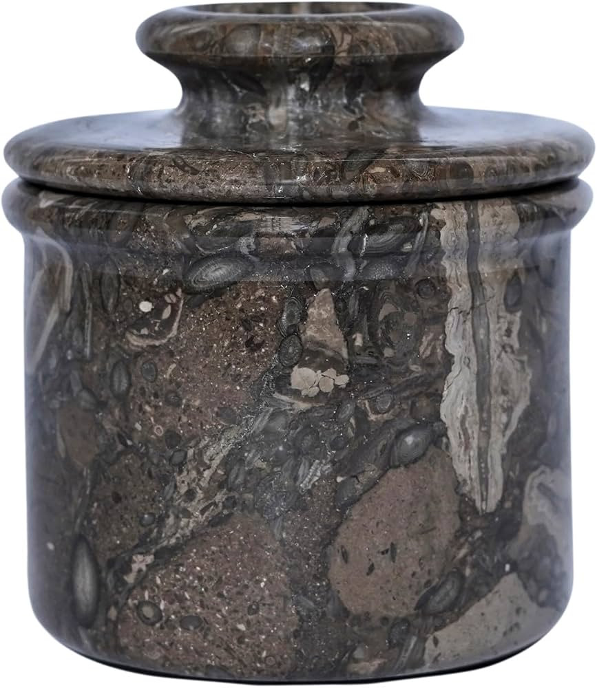 Oceanic Marble Butter Crock | 4" Gray Marble Butter Keeper with Lid | Handmade Butter Storage Cro... | Amazon (US)