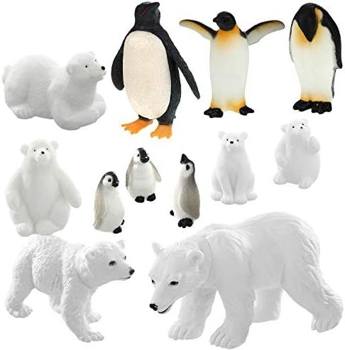 12 Pieces Realistic Polar Animal Figurines Arctic Toys Polar Animal Figures Set Includes 6 Pieces Po | Amazon (US)