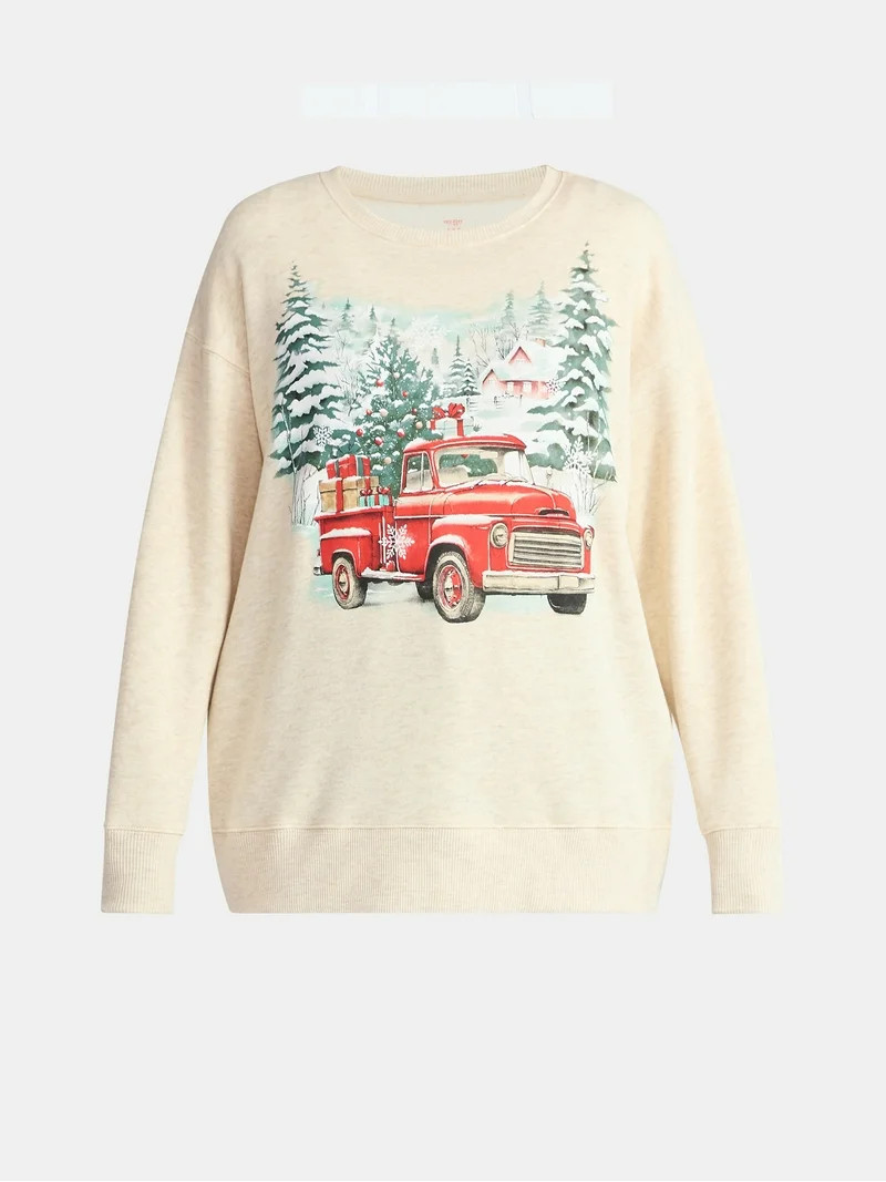 Women's Christmas Winter Cabin Graphic Fleece from Holiday Time, Sizes S-XXXL - Walmart.com | Walmart (US)
