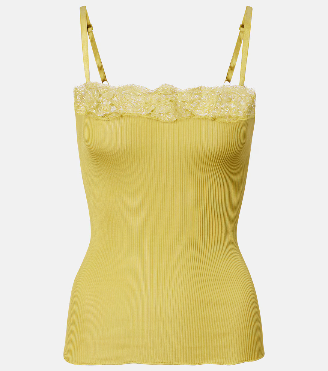 Lace-trimmed ribbed-knit silk camisole | Mytheresa (US/CA)