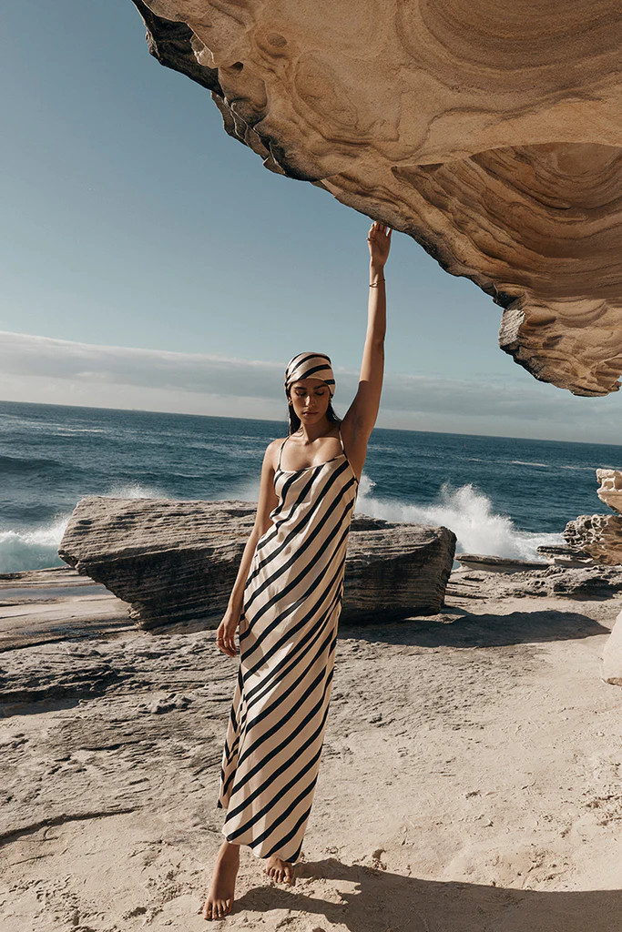 PIPPA STONE SATIN SLIP MIDI DRESS | DISSH