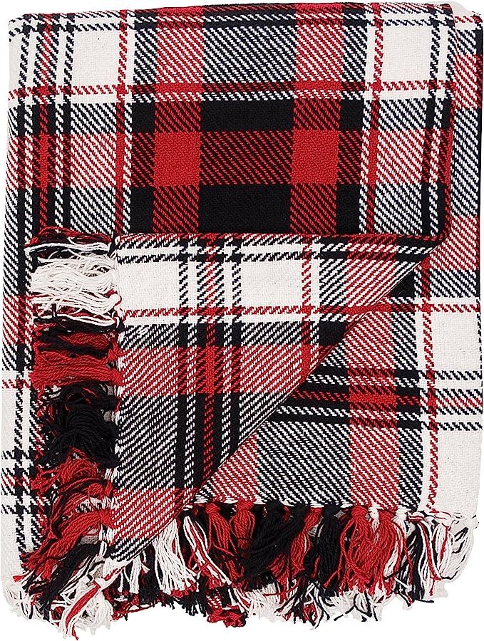 C&F Home Fireside Woven Throw Red and Black Christmas Xmas Holiday Winter Lodge Cabin Plaid Blank... | Amazon (US)