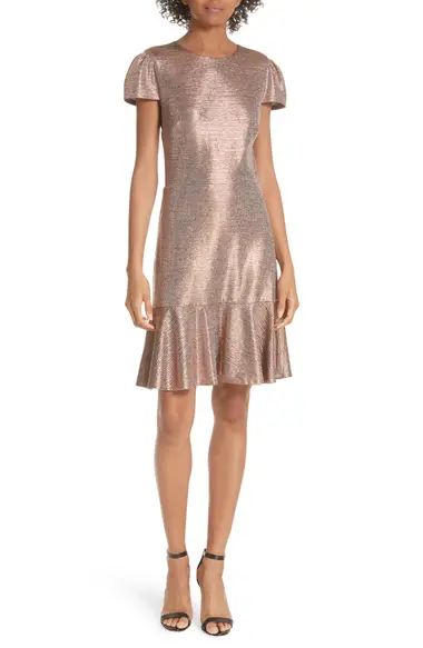 Imani Ruffle Hem Metallic Textured Dress | Nordstrom