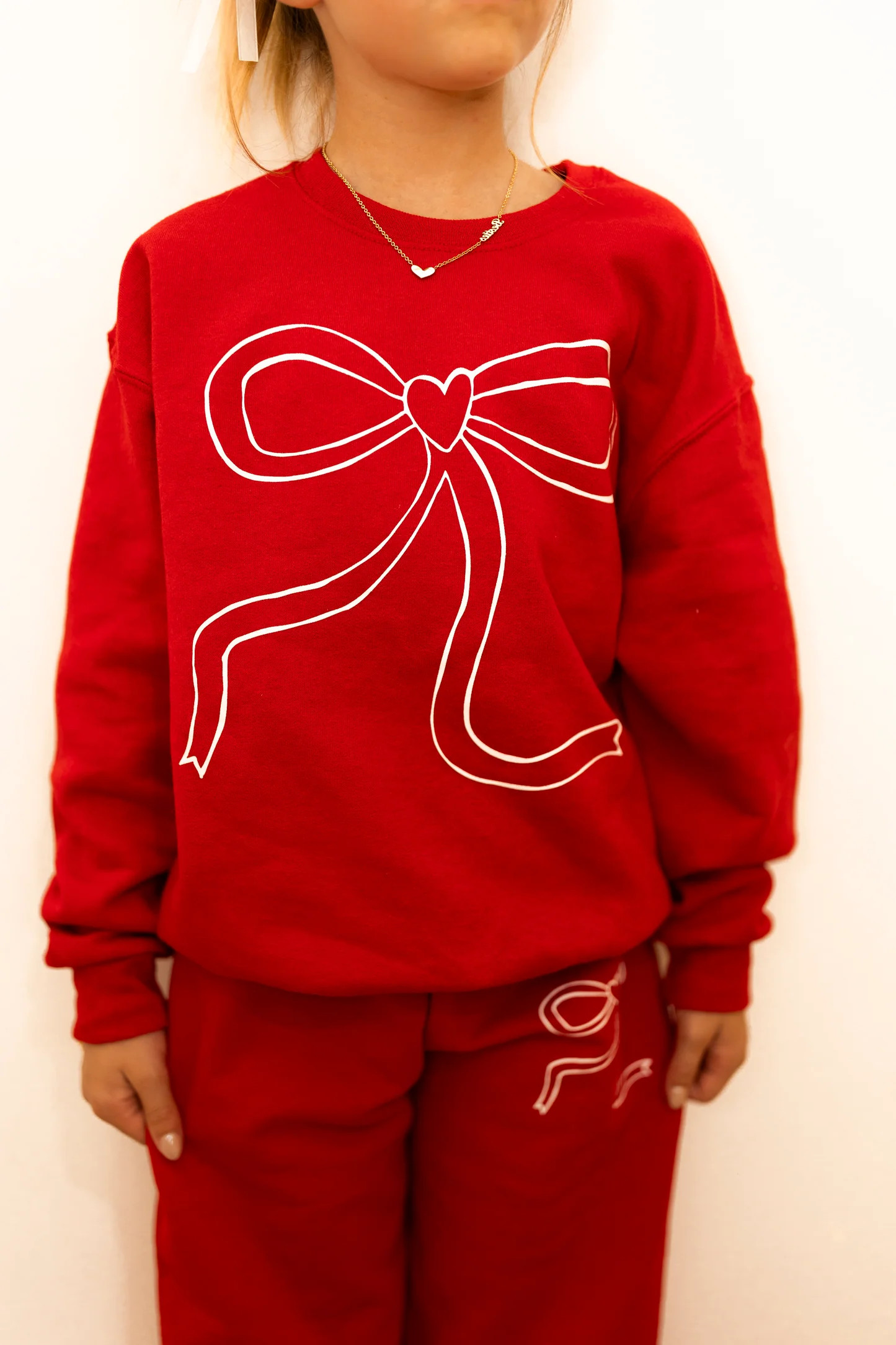 Youth Red Bow Sweatshirt | Shop Staykation