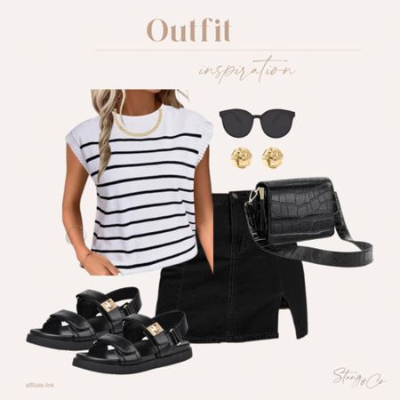 This outfit inspiration includes a tall friendly skort paired with a striped cap sleeve top, black sandals, a black crossbody, black sunglasses, and gold accessories. 

Ootd, spring outfit, summer outfit, resort wear, tall friendly fashion 

#LTKfindsunder50 #LTKstyletip #LTKshoecrush