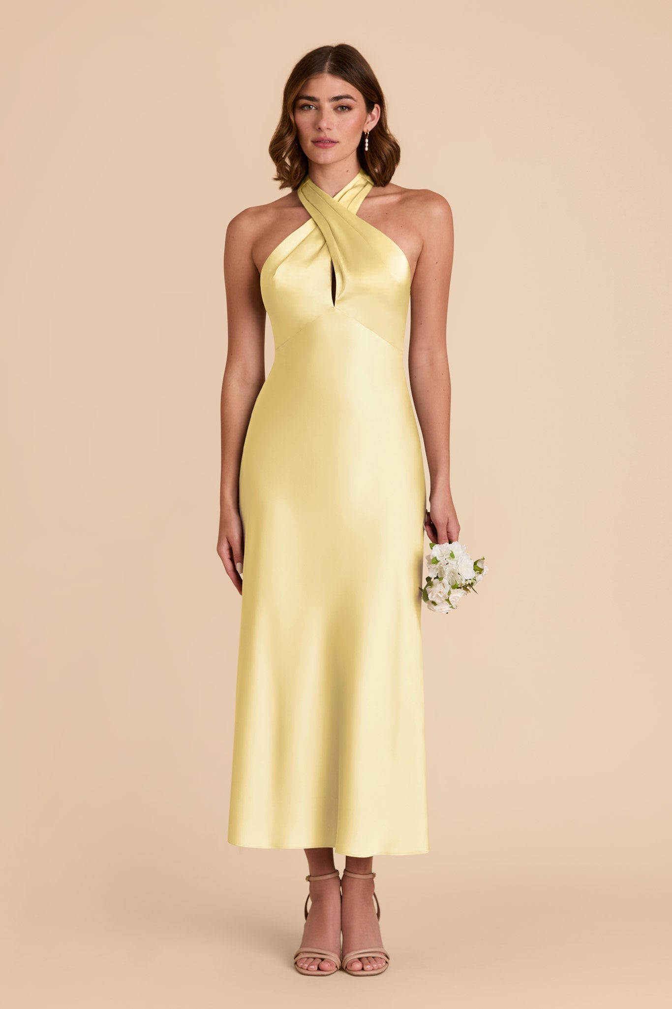 Lemon Sorbet Monique Matte Satin Bridesmaid Dress | Birdy Grey | Birdy Grey