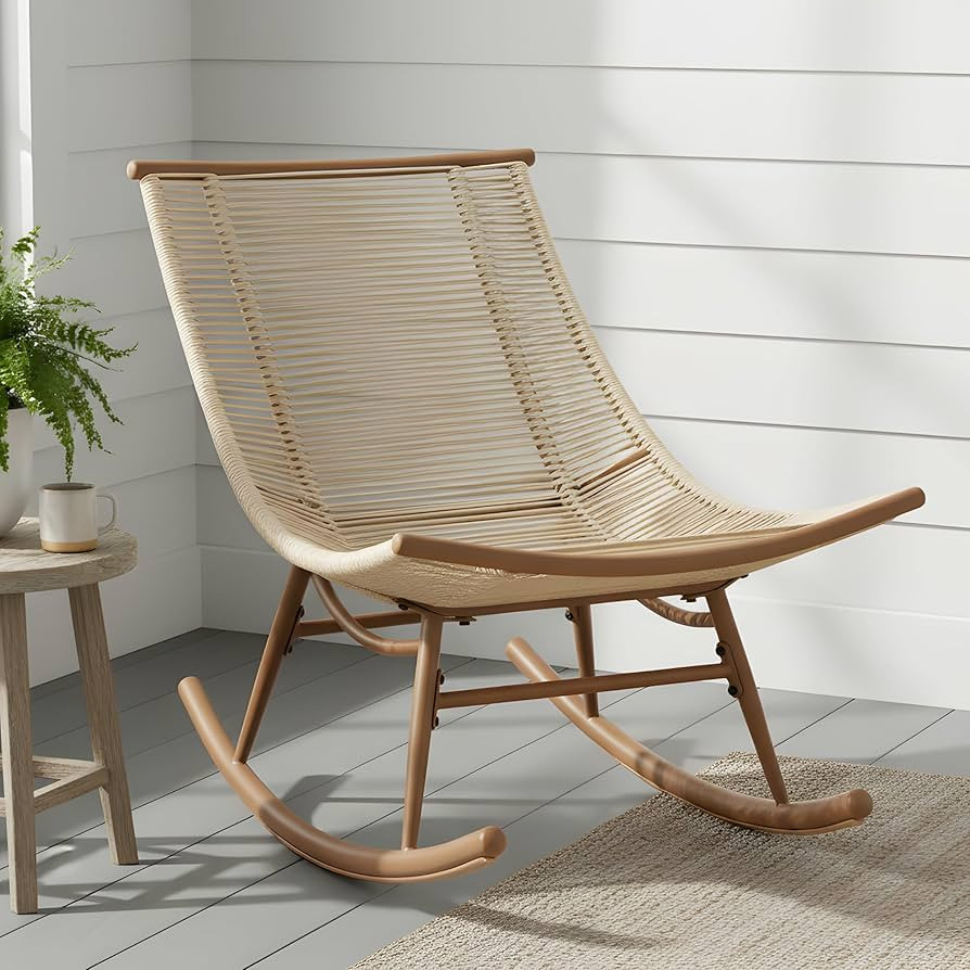 Merax Outdoor Rattan Rocking Chair 1Pc Rocker Chair | Amazon (US)