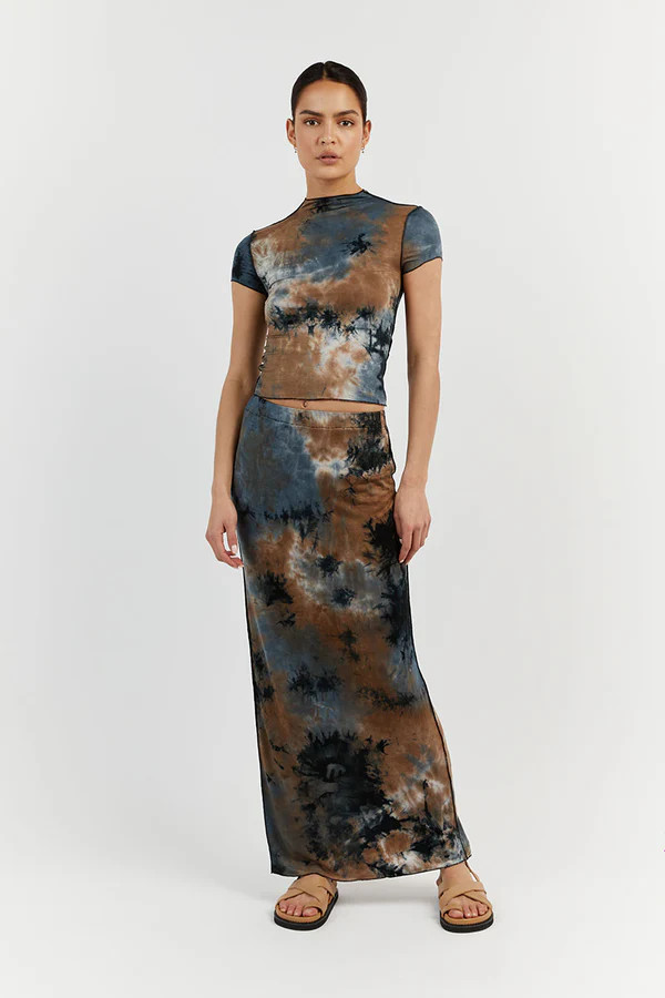 MILLEN BLUE TIE DYE MIDI SKIRT | DISSH