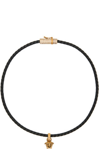 Versace - Black Crystal Medusa Necklace | SSENSE