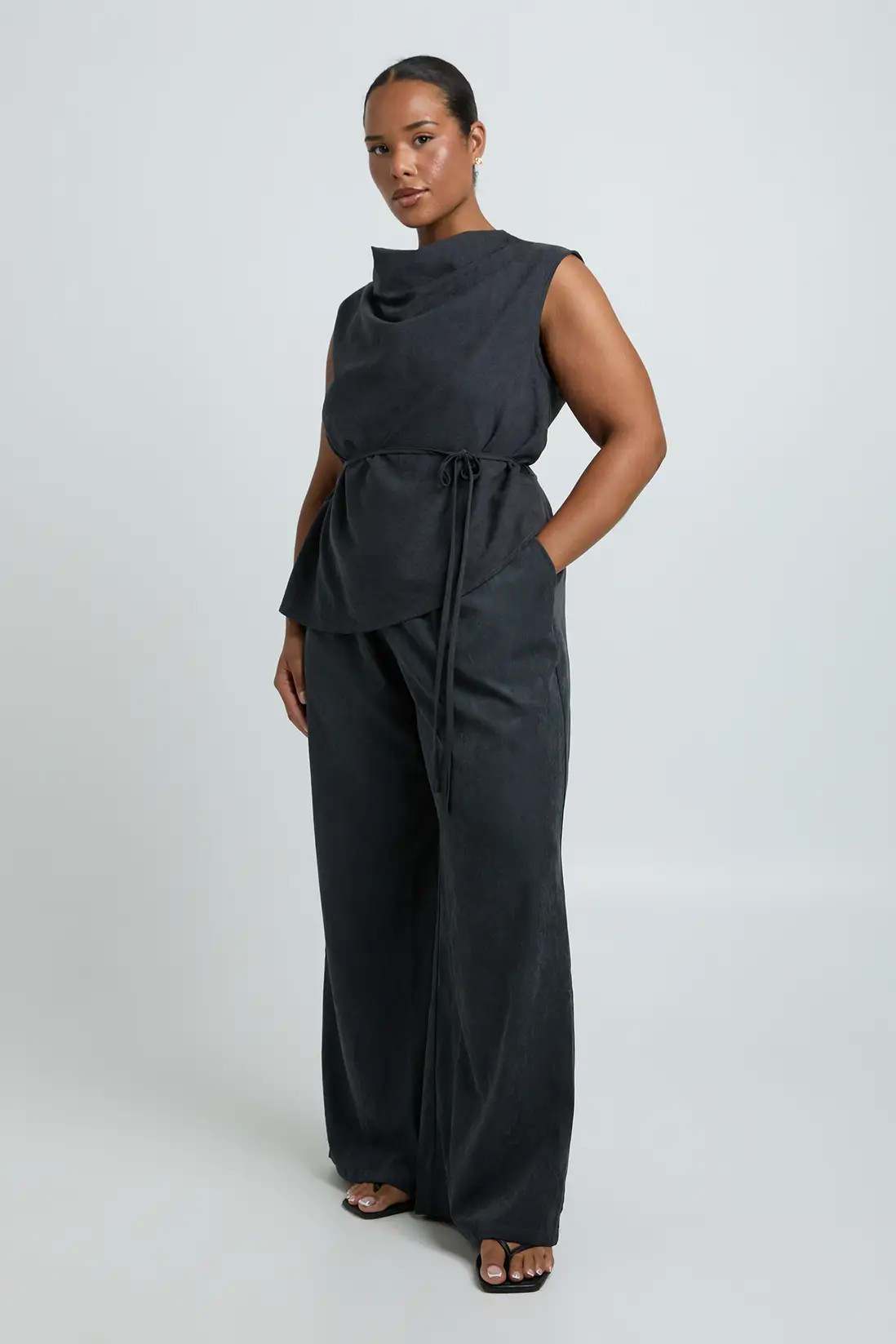 Plus Peach Elasticated Waist Wide Leg Trouser | boohoo (US & Canada)
