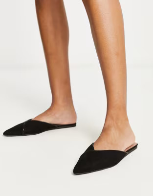 ASOS DESIGN Luna pointed ballet mules in black | ASOS (Global)