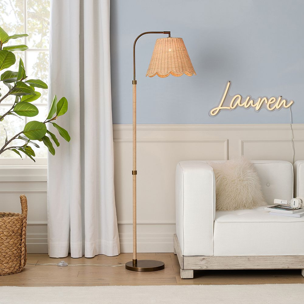 Emery Scallop Rattan Floor Lamp (60") | Pottery Barn Teen