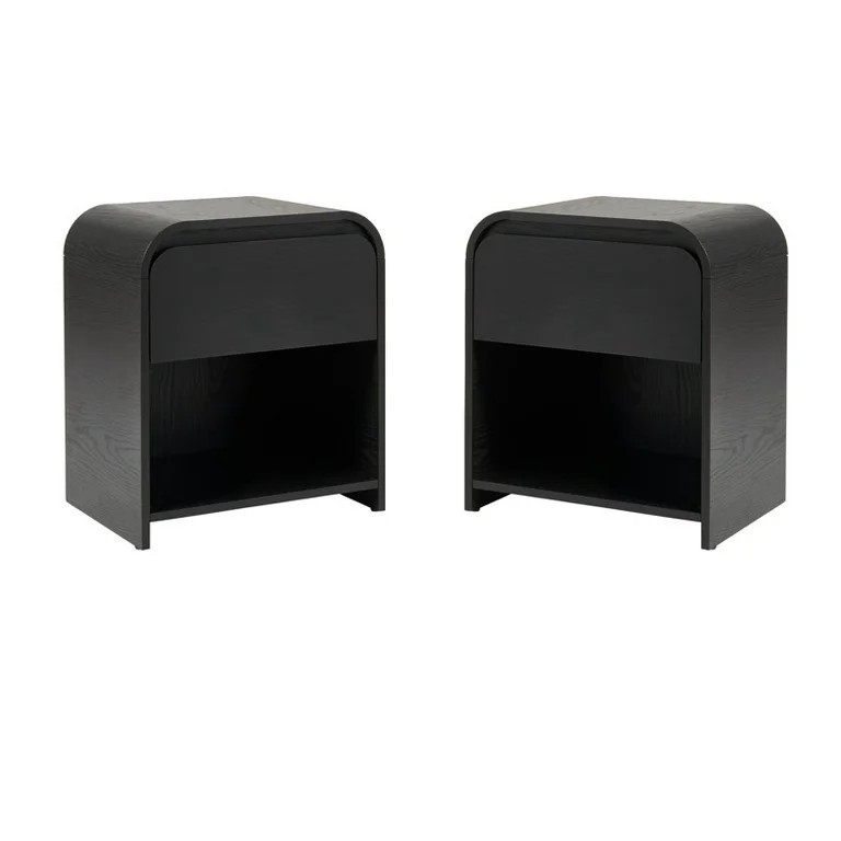 (2 pack) Better Homes & Gardens Juliet Nightstand with USB, Rich Black Finish | Walmart (US)