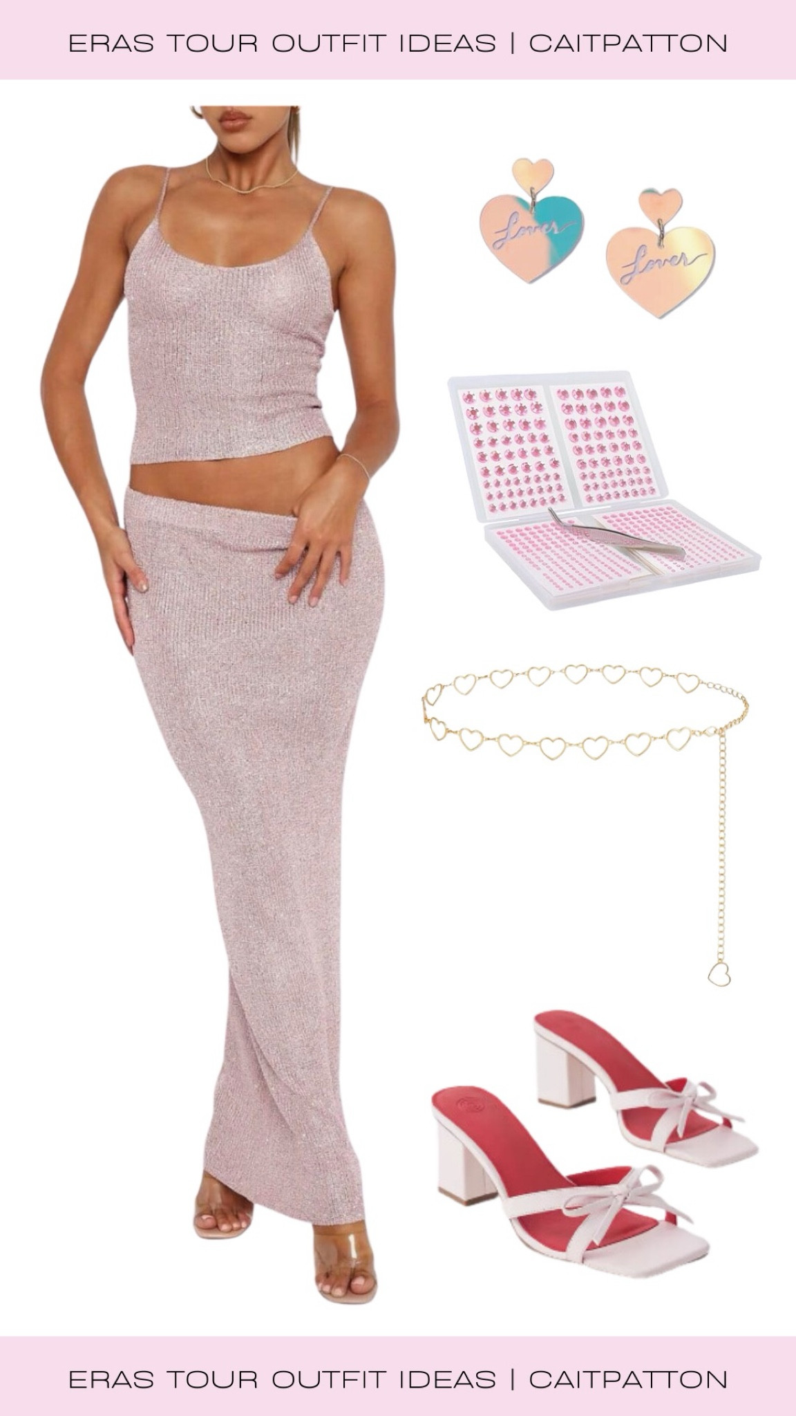 Pink set, pink matching set, pink skirt set, bow heels, pink heels, lover earrings, heart belt, coquette heels, pink face gems, Taylor swift eras tour outfit ideas, lover eras tour outfit ideas, eras tour outfits, lover outfit ideas, lover outfits, Taylor swift outfits, eras tour outfit ideas 

#LTKFindsUnder50 #LTKShoeCrush #LTKFindsUnder100