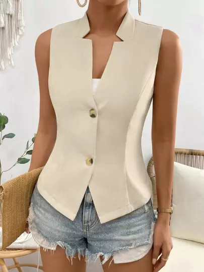 SHEIN Privé Colete blazer sólido botão frontal | SHEIN