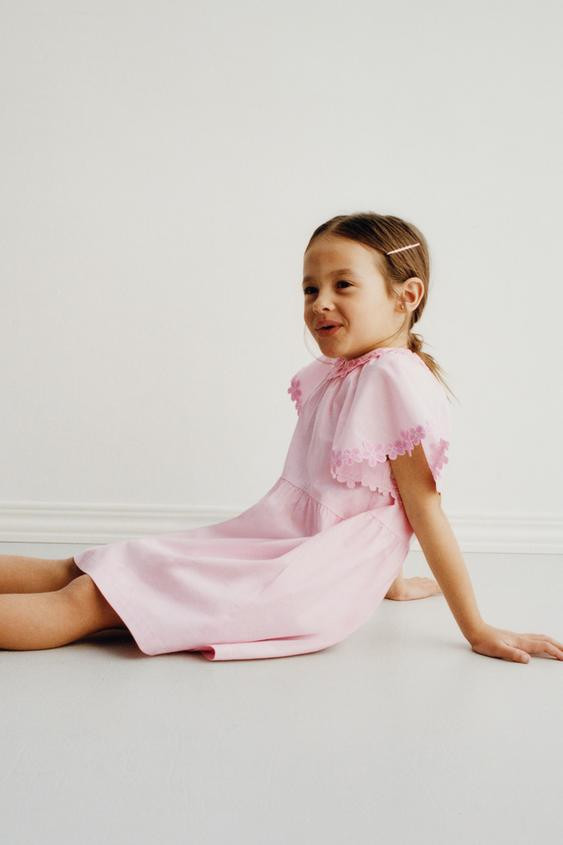 EMBROIDERED FLORAL POPLIN DRESS | Zara US