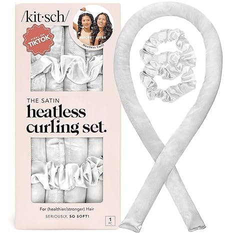 Kitsch Satin Heatless Curling Set – Heatless Curls Overnight with 34" Hair Curler & 2 Satin Scr... | Amazon (US)