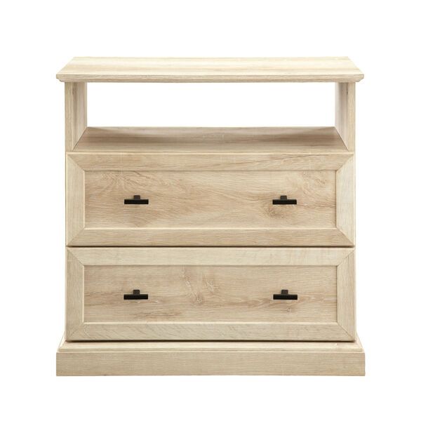 Clyde White Oak Nightstand with Two Drawers | Bellacor