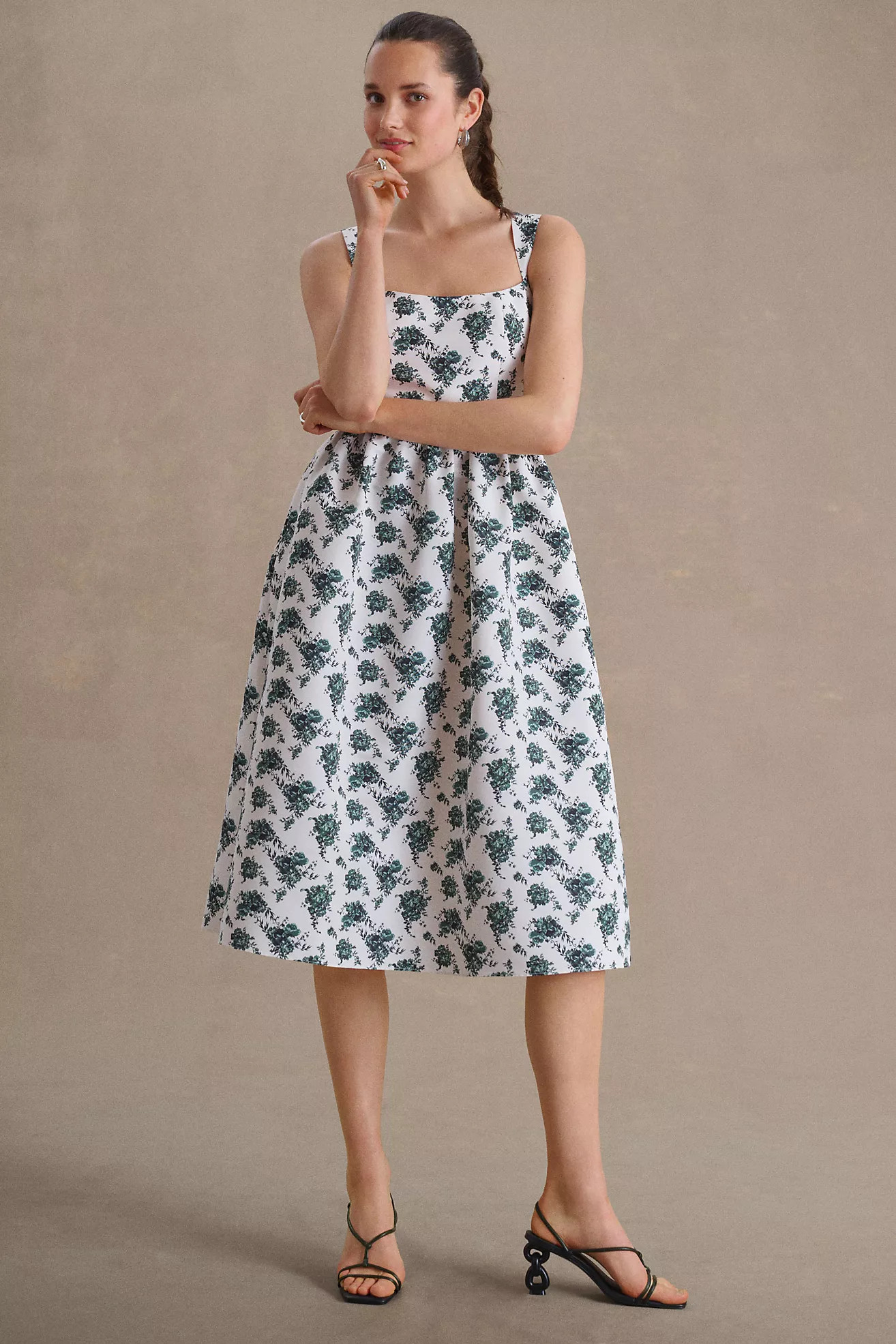 Sachin & Babi Blaine Taffeta Square-Neck Midi Dress | Anthropologie (US)