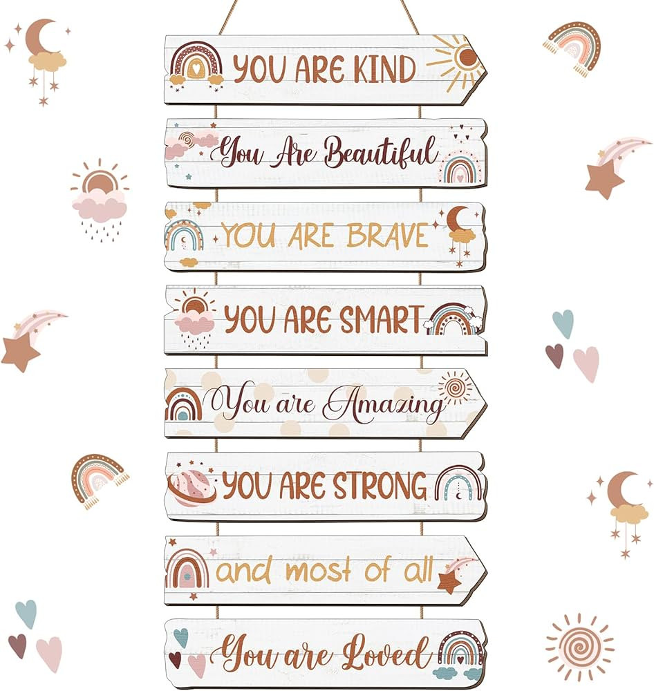 Inspirational Wall Decor Aesthetic Motivational Wall Art Girl Boys Room Wall Decor Wooden Wall Ha... | Amazon (US)